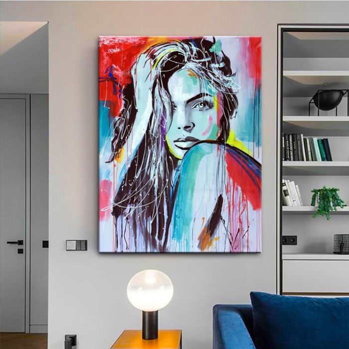 Portrait Woman Oil Painting Abstract Art Decor Home & Office - Image 5