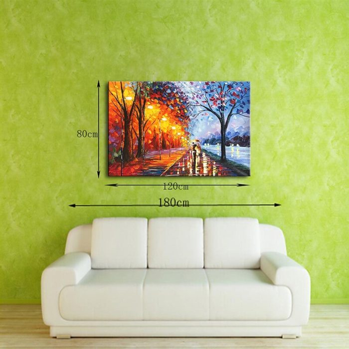 Rainy River Landscape Oil Painting Textured Tree Canvas Wall Art - Image 8