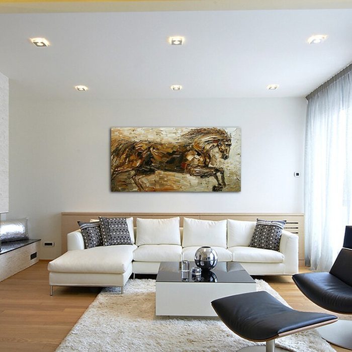 Running Vigour Horse Oil Painting Abstract Handmade  Home Decor