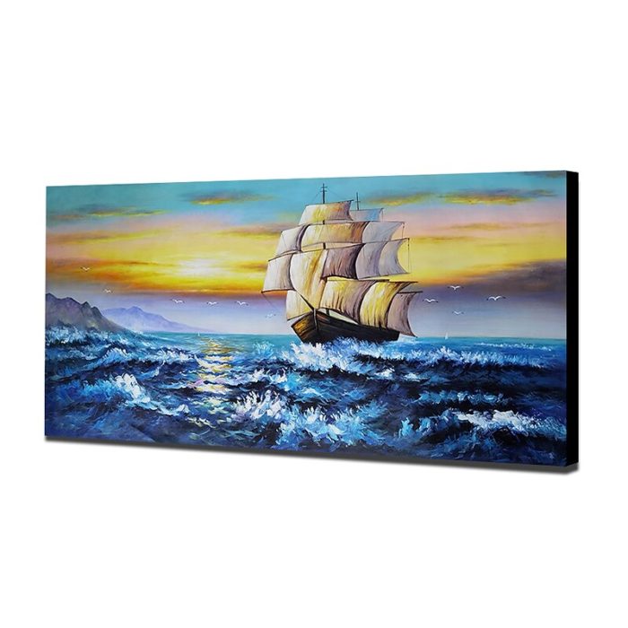 Ship Wall Art Decor Ocean Scenery Blue Artwork For Home Wall - Image 4
