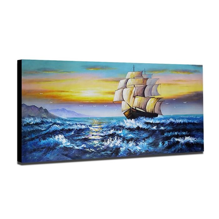 Ship Wall Art Decor Ocean Scenery Blue Artwork For Home Wall - Image 3