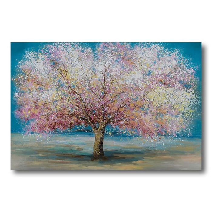 Tree of Life Wall Art Deco Blue Pink Canvas Painting Hang Up Sofa - Image 2