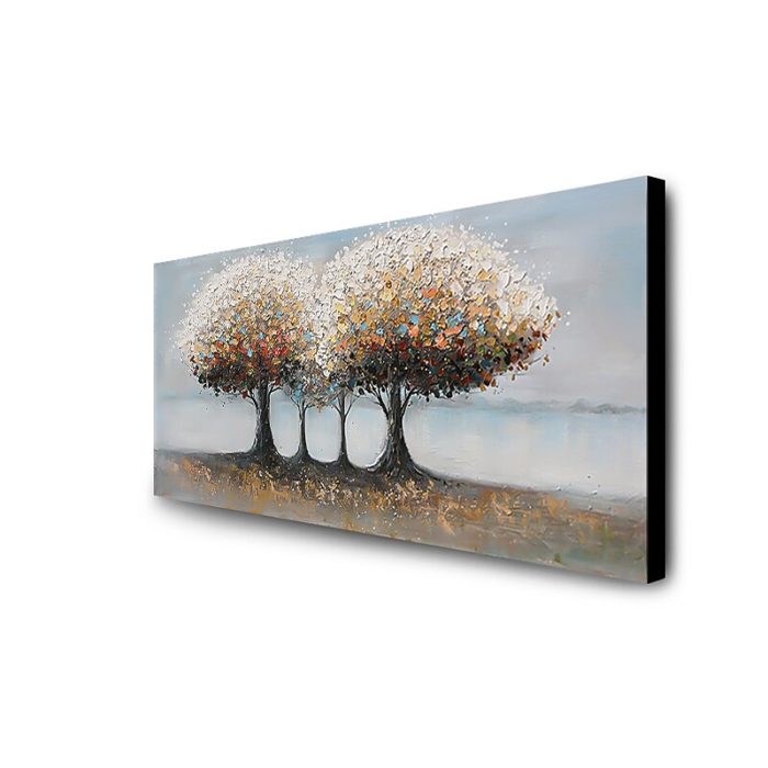 Trees Oil Painting On Canvas Textured Landscape Wall Paintings - Image 4