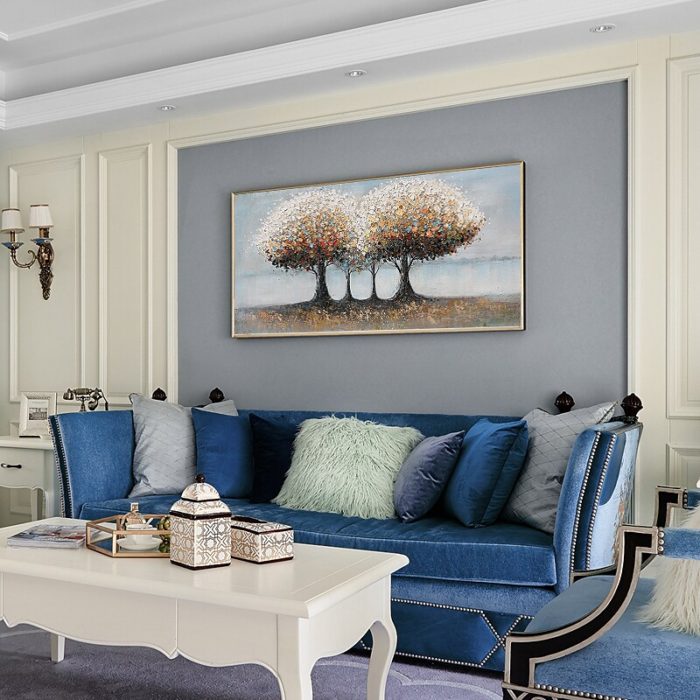 Trees Oil Painting On Canvas Textured Landscape Wall Paintings - Image 8