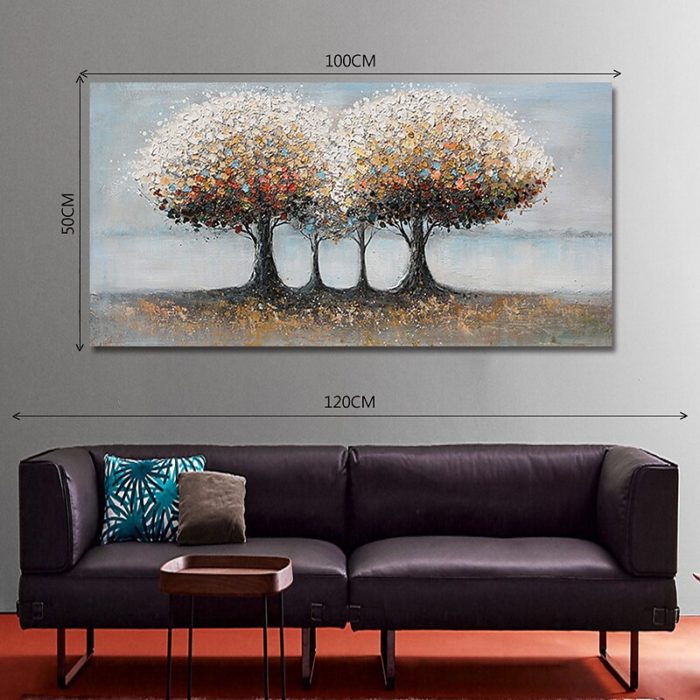 Trees Oil Painting On Canvas Textured Landscape Wall Paintings - Image 5