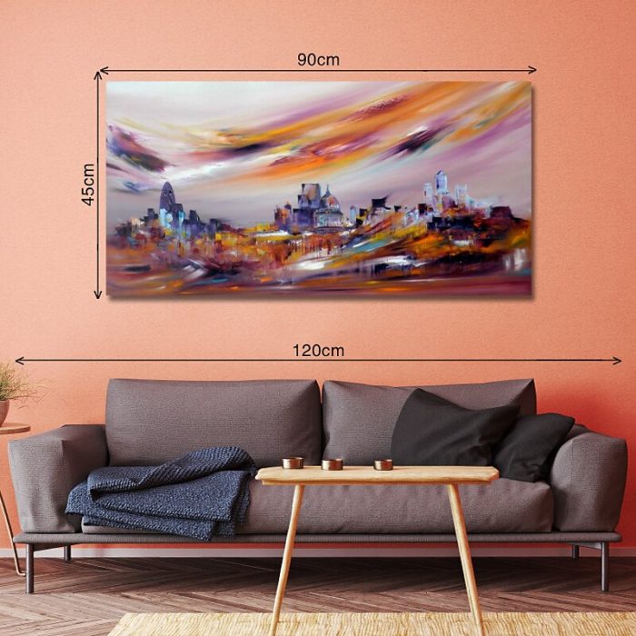 Windy Modern Cityscape Oil Painting 100% Handmade Home Decor
