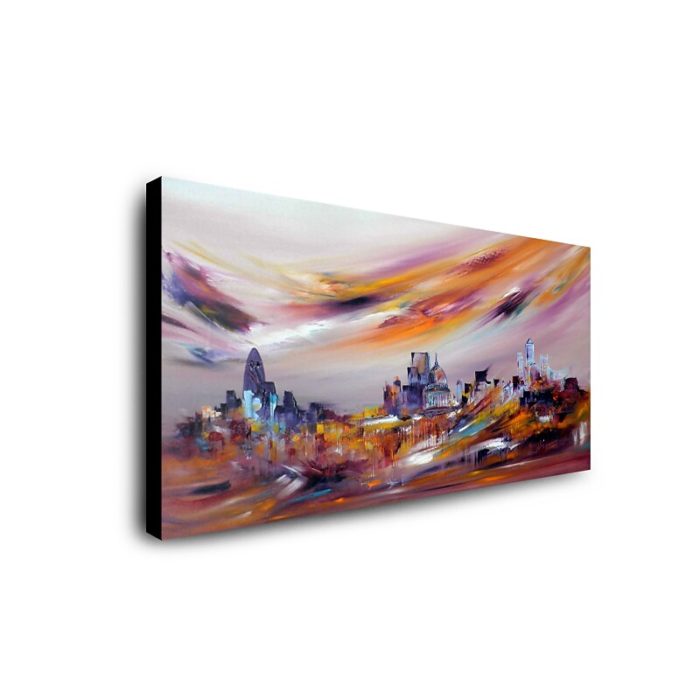 Windy Modern Cityscape Oil Painting 100% Handmade Home Decor - Image 3