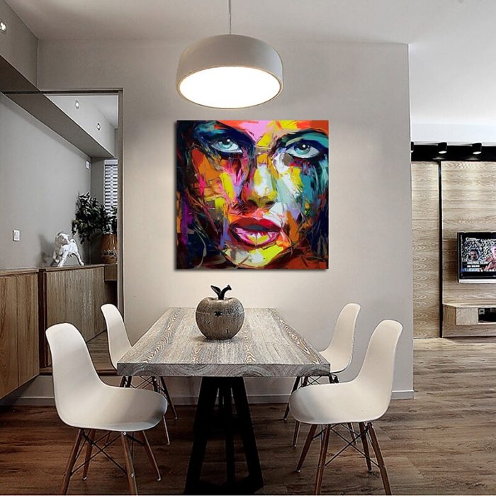 Woman Figure Face Original Oil Painting Art Decor Dining Room