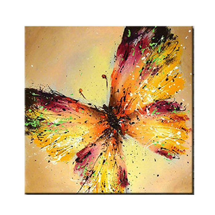 48*48 Inch Canvas Yellow Butterfly Painting Hand-Painted Wall Art - Image 2