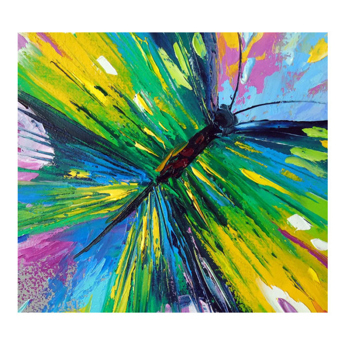 Abstract Green Butterfly Painting On Canvas For Home Living Room - Image 3