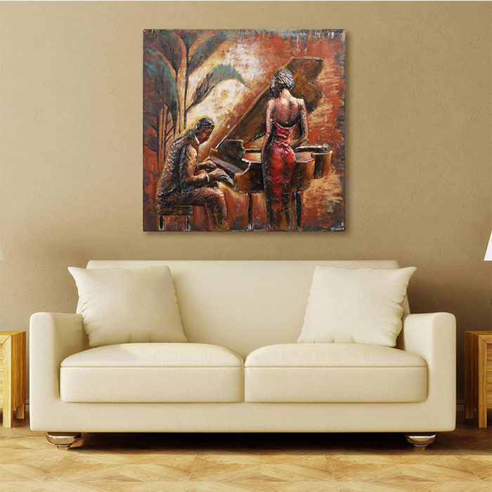 Oil Painting Piano Brown Rust Textured Instrument Art Decor Home - Image 5