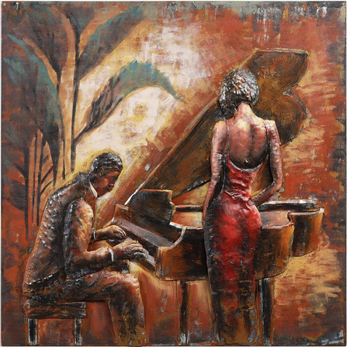 Oil Painting Piano Brown Rust Textured Instrument Art Decor Home - Image 2