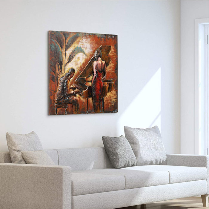 Oil Painting Piano Brown Rust Textured Instrument Art Decor Home - Image 6