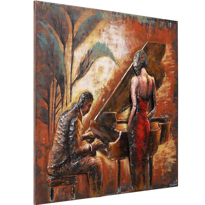 Oil Painting Piano Brown Rust Textured Instrument Art Decor Home - Image 3