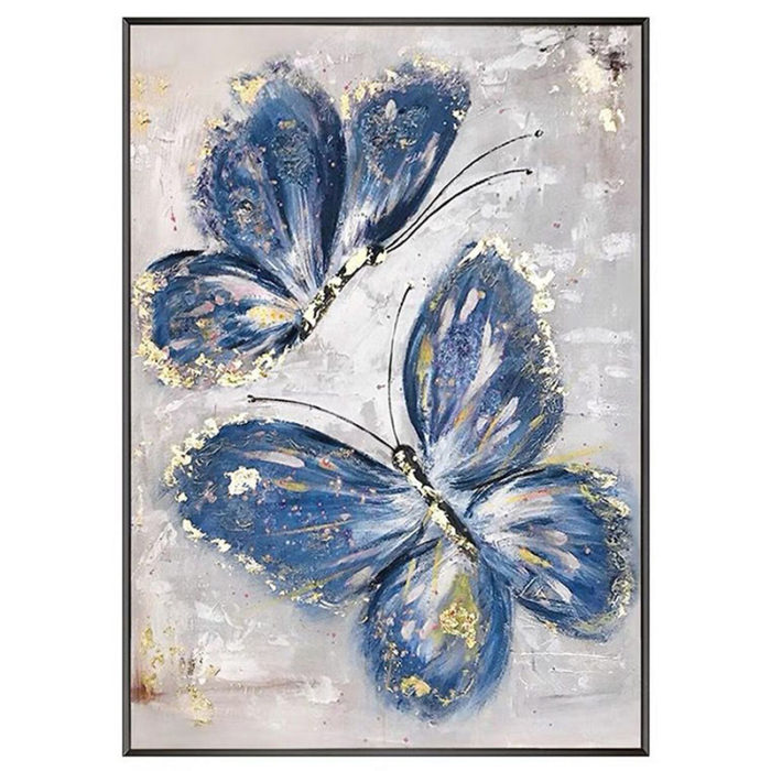 Two Blue Butterflies Canvas Paintings Decorations Office Living Room