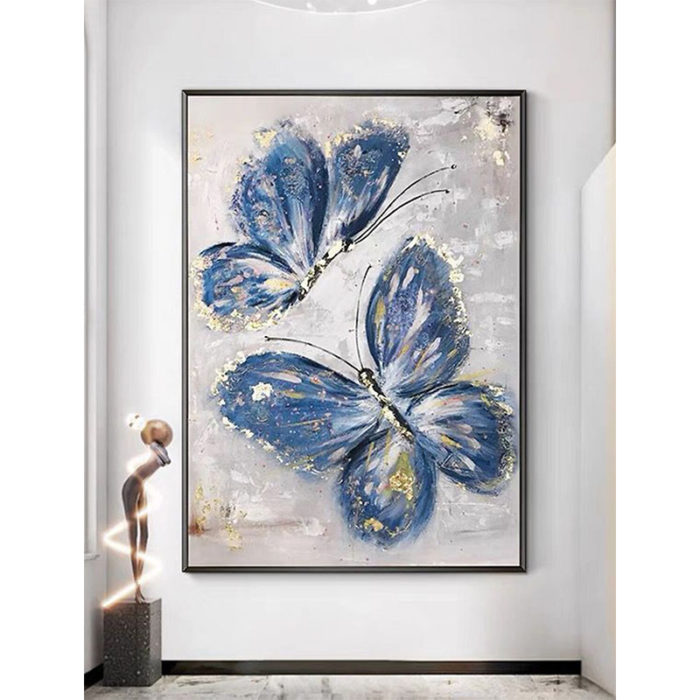 Two Blue Butterflies Canvas Paintings Decorations Office Living Room - Image 3