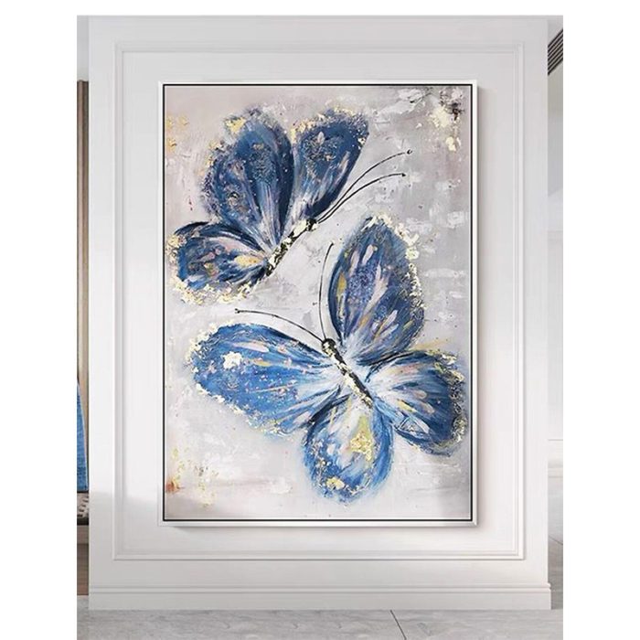 Two Blue Butterflies Canvas Paintings Decorations Office Living Room - Image 5