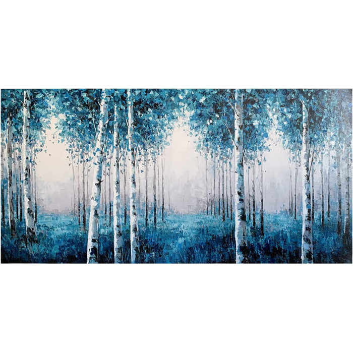 Aspen Tree Canvas Wall Art Blue Forest Landscape Decor Bedroom - Image 2