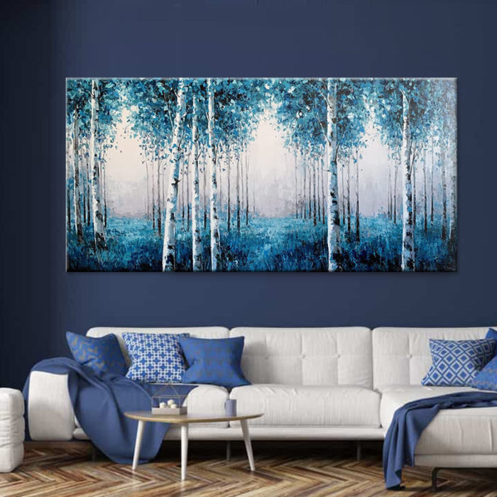 Aspen Tree Canvas Wall Art Blue Forest Landscape Decor Bedroom - Image 5