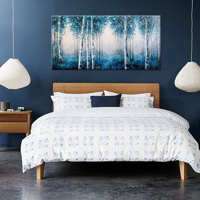 Aspen Tree Canvas Wall Art Blue Forest Landscape Decor Bedroom