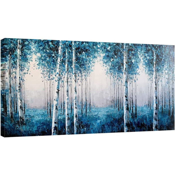 Aspen Tree Canvas Wall Art Blue Forest Landscape Decor Bedroom - Image 4
