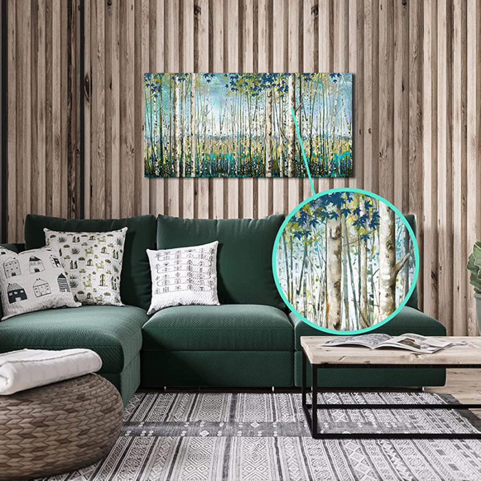 Canvas Painting Of Aspen Trees Home Decor Green Birch Wall Art - Image 3