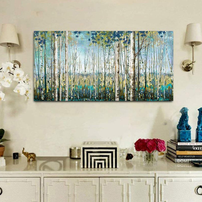 Canvas Painting Of Aspen Trees Home Decor Green Birch Wall Art - Image 6