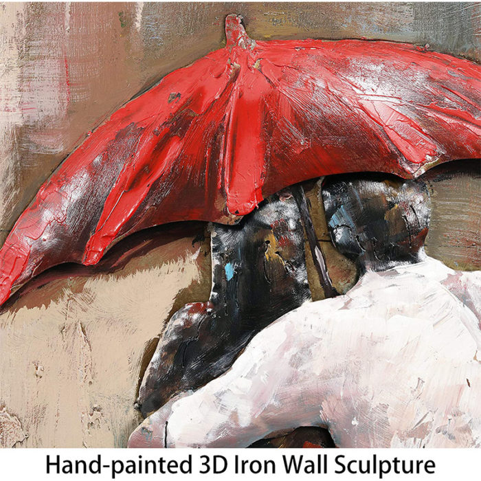 Couples Canvas Painting Red Umbrella Art For Home Wall Decor - Image 3