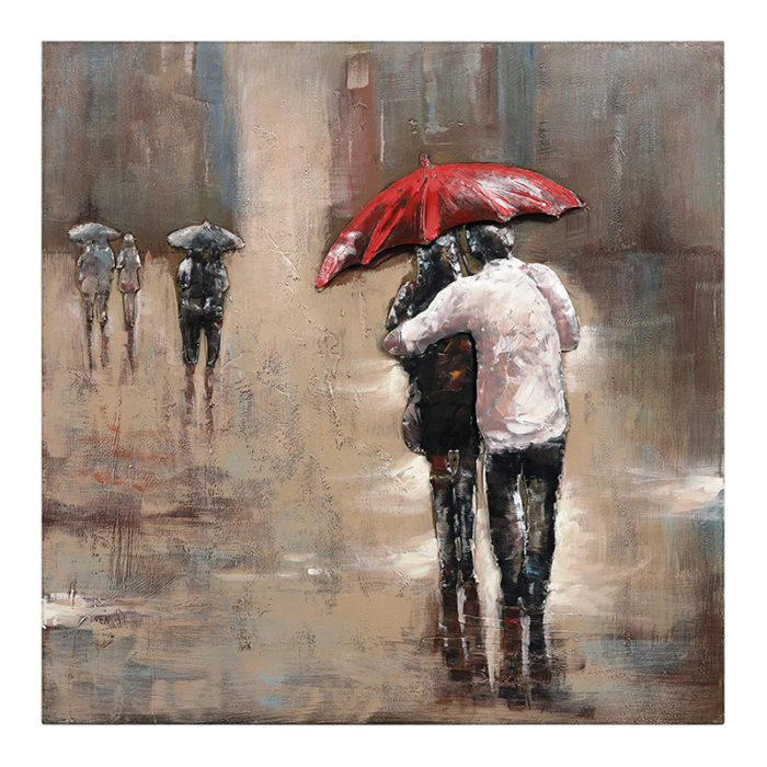 Couples Canvas Painting Red Umbrella Art For Home Wall Decor - Image 2