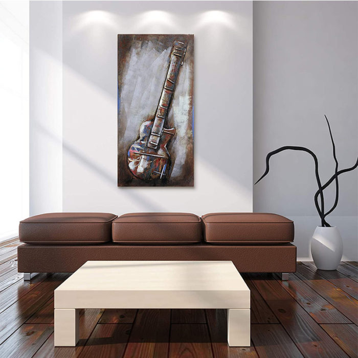 Electric Guitar Mixed Media Iron Hand Painted Iron Sculpture Art - Image 4