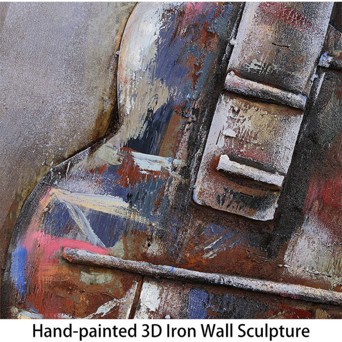 Electric Guitar Mixed Media Iron Hand Painted Iron Sculpture Art - Image 3
