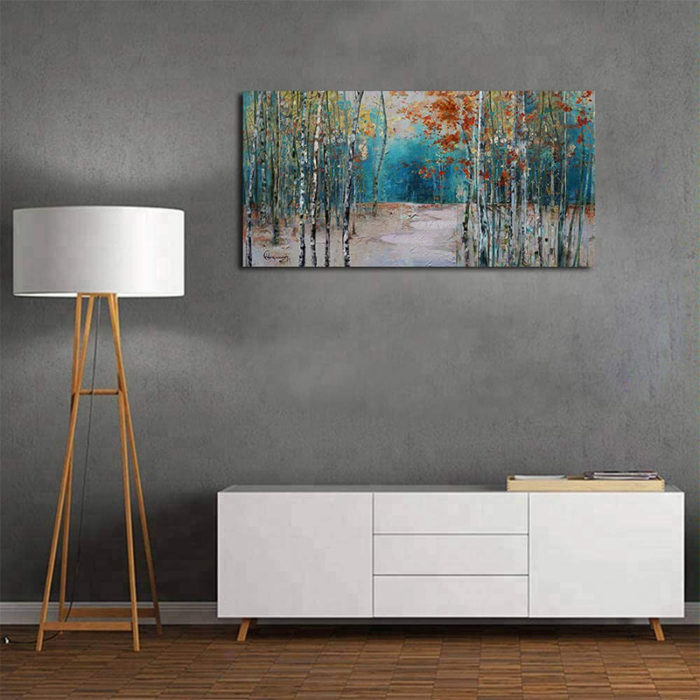Hand Painted Aspen Tree Wall Art Texture Artwork Decor Living Room - Image 4