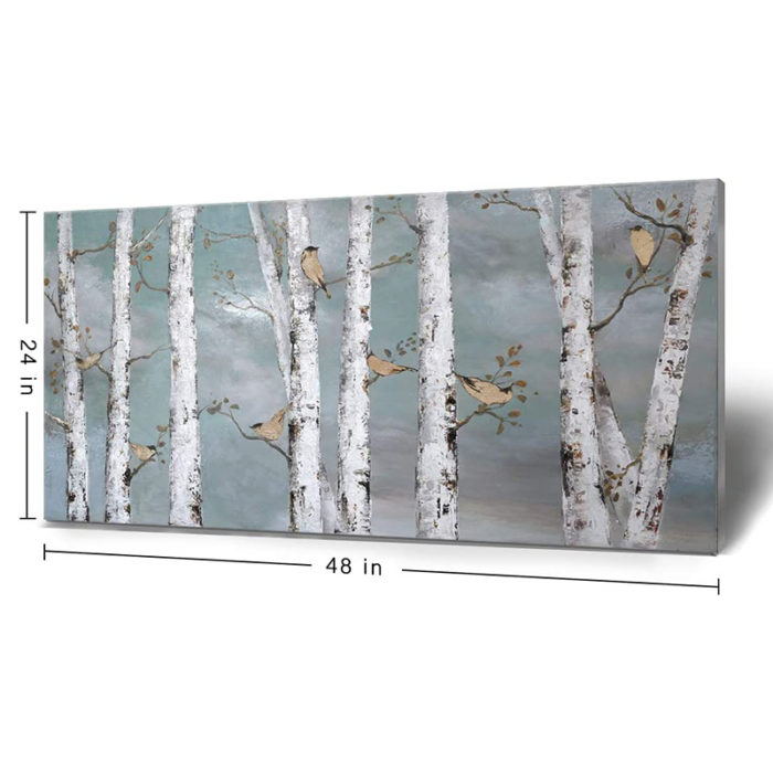 Oil Paintings Of Aspen Trees Home Decor Birch Forest Wall Art - Image 2