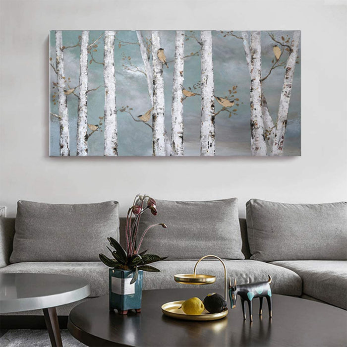 Oil Paintings Of Aspen Trees Home Decor Birch Forest Wall Art - Image 4