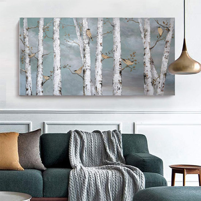 Oil Paintings Of Aspen Trees Home Decor Birch Forest Wall Art