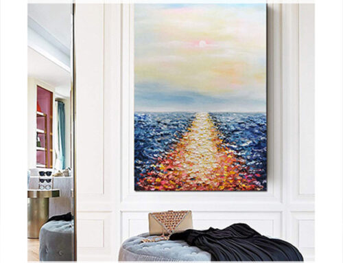 How are sunrise paintings useful for a living room?