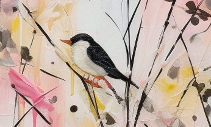 Colorful Birds On The Branch Painting Canvas Abstract Singing Birds Wall Art Standing Birds on Branches Canvas For Home Office Decor - Image 2