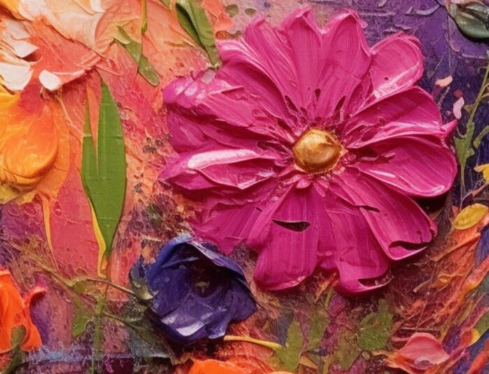 Hand Painted Pink Yellow Daisy Canvas Wall Art Vertical Wild Daisy Flower Canvas Painting Decor Rest Room - Image 2
