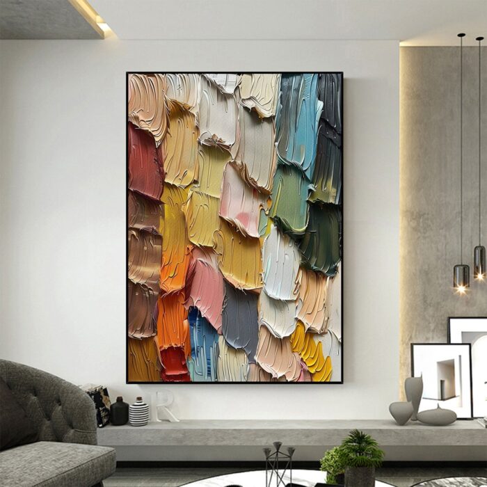 Thick Textured Wall Art 3D Texture Art Vertical Canvas Wall Art Heavy Textured Painting for Bedroom Living Room Decor - Image 3
