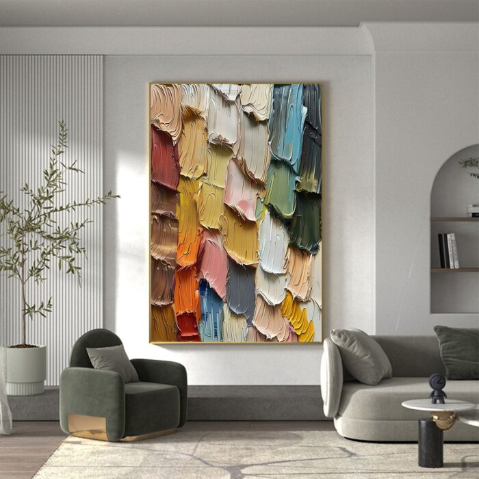 Thick Textured Wall Art 3D Texture Art Vertical Canvas Wall Art Heavy Textured Painting for Bedroom Living Room Decor