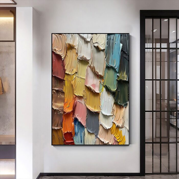 Thick Textured Wall Art 3D Texture Art Vertical Canvas Wall Art Heavy Textured Painting for Bedroom Living Room Decor - Image 7
