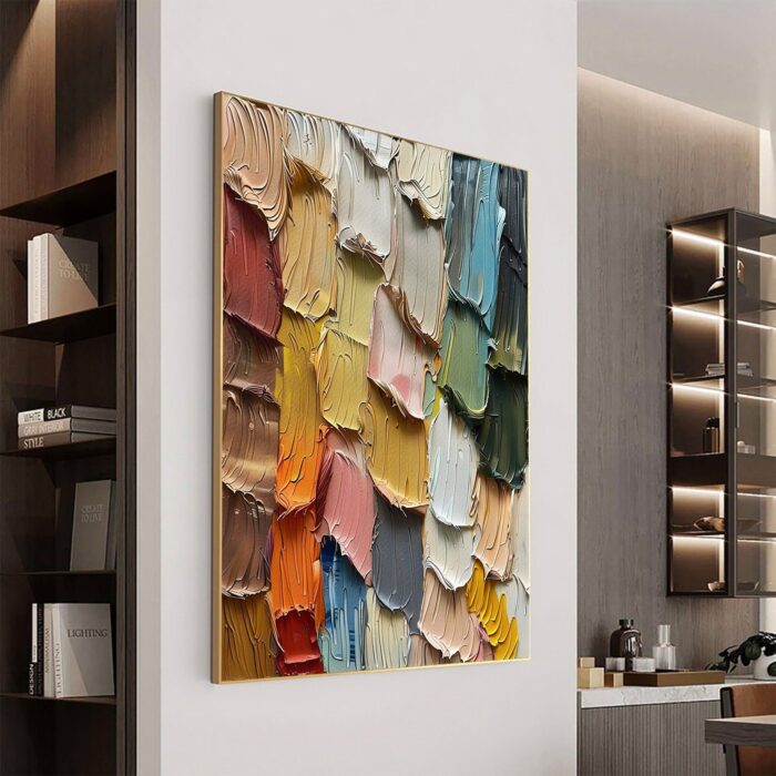Thick Textured Wall Art 3D Texture Art Vertical Canvas Wall Art Heavy Textured Painting for Bedroom Living Room Decor - Image 8