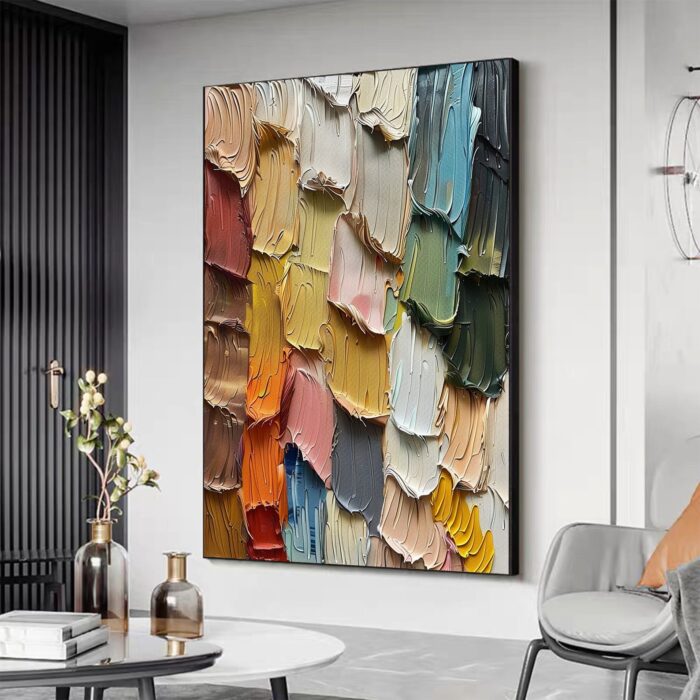 Thick Textured Wall Art 3D Texture Art Vertical Canvas Wall Art Heavy Textured Painting for Bedroom Living Room Decor - Image 9