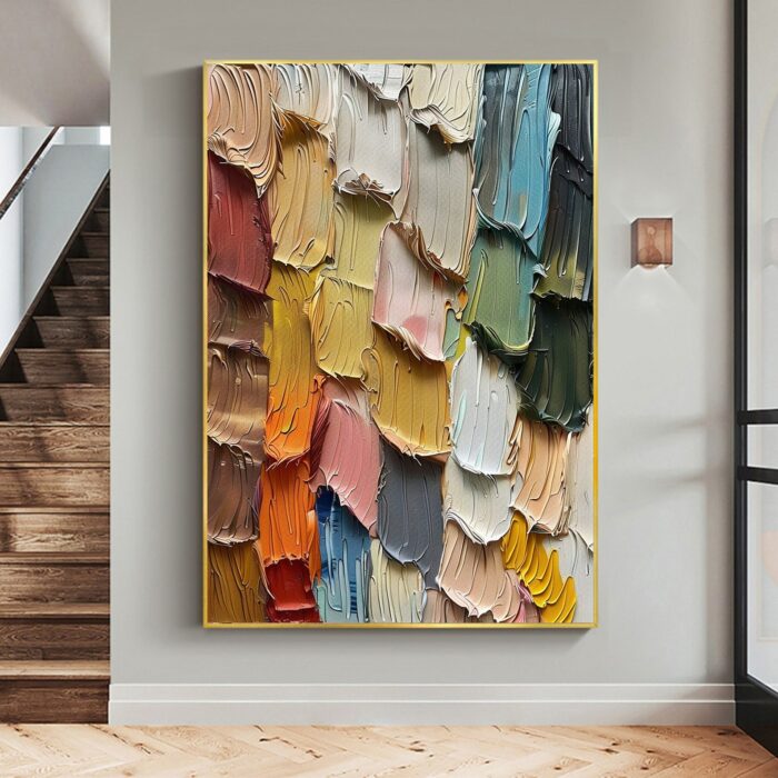 Thick Textured Wall Art 3D Texture Art Vertical Canvas Wall Art Heavy Textured Painting for Bedroom Living Room Decor - Image 4