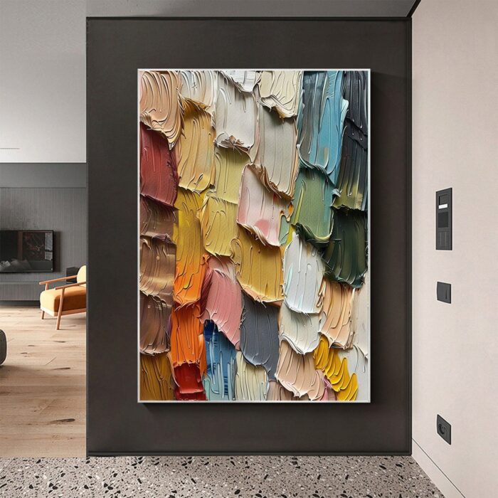 Thick Textured Wall Art 3D Texture Art Vertical Canvas Wall Art Heavy Textured Painting for Bedroom Living Room Decor - Image 5