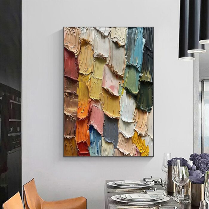 Thick Textured Wall Art 3D Texture Art Vertical Canvas Wall Art Heavy Textured Painting for Bedroom Living Room Decor - Image 6