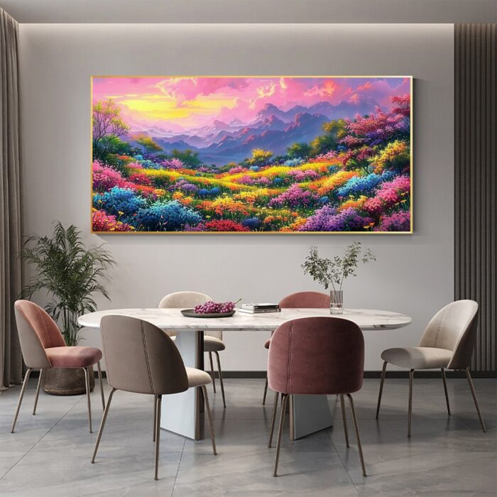 All Over The Mountains Colorful Wildflower Canvas Wall Art Floral Wildflowers Wall Decor Pink Sunset Wall Art Paintings - Image 8