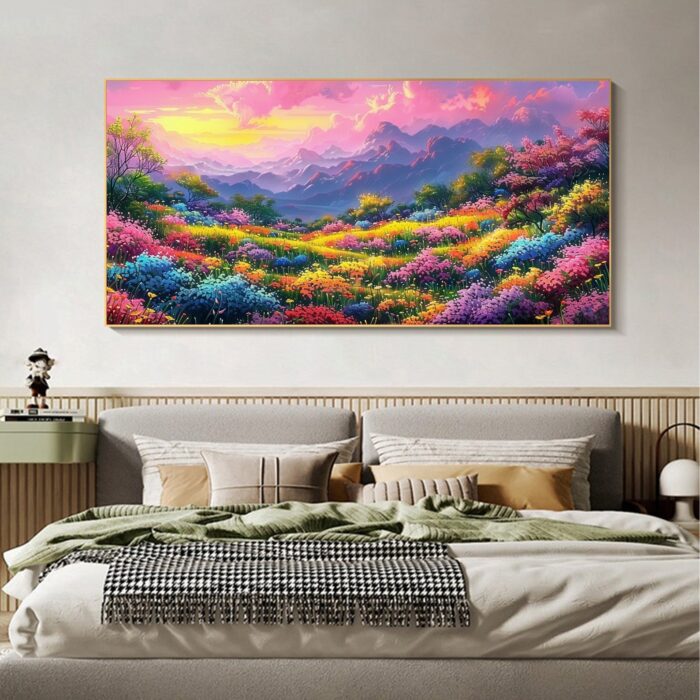 All Over The Mountains Colorful Wildflower Canvas Wall Art Floral Wildflowers Wall Decor Pink Sunset Wall Art Paintings - Image 7
