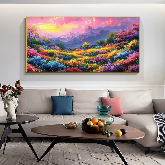 All Over The Mountains Colorful Wildflower Canvas Wall Art Floral Wildflowers Wall Decor Pink Sunset Wall Art Paintings - Image 5