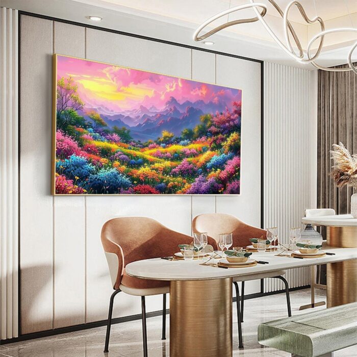 All Over The Mountains Colorful Wildflower Canvas Wall Art Floral Wildflowers Wall Decor Pink Sunset Wall Art Paintings - Image 9